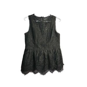 WHITE HOUSE BLACK MARKET Black Peplum Dark Feminine Sleeveless Chic Top Sz 4